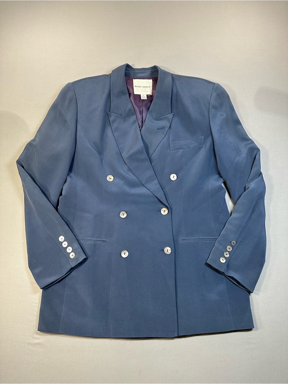 VINTAGE Mark Shale 100% Silk Double-Breasted Blazer - Womens 10